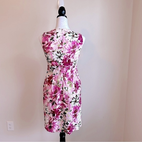 Dress Barn Pink Floral Print Sleeveless Sheath Dress Size 4Petite **Like New** - Picture 7 of 12